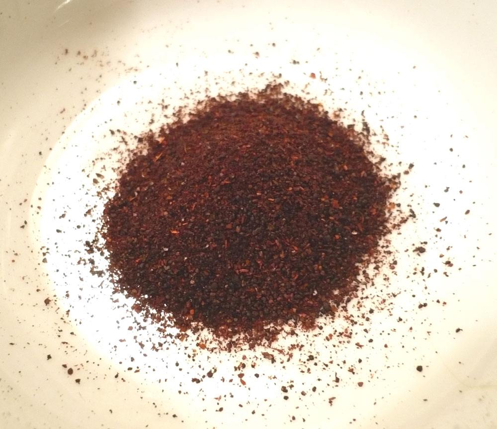 Ancho Powder on the white plate