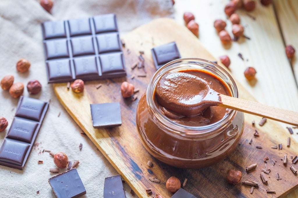 vegan butter, pieces of chocolate and nuts on the table