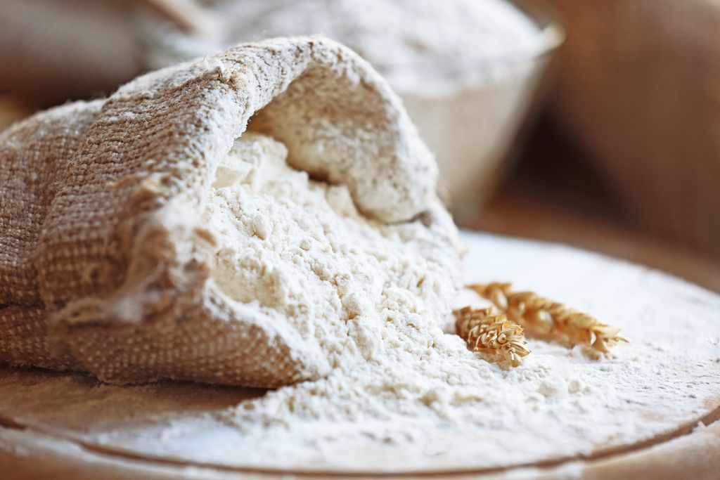 a sack of Flour on the chopping board