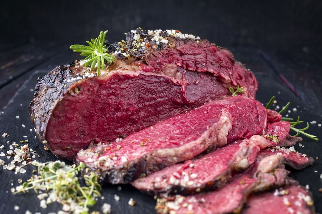 Slices of Beef Steak on the chopping board