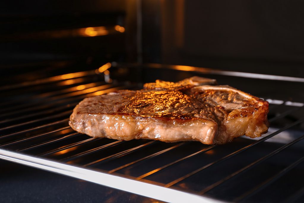 Grilled Beef Steak on the furnace bar