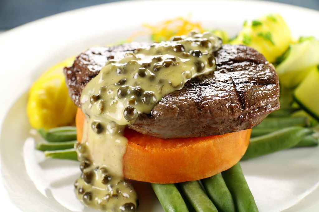 Beef Steak and vegetables on the plate