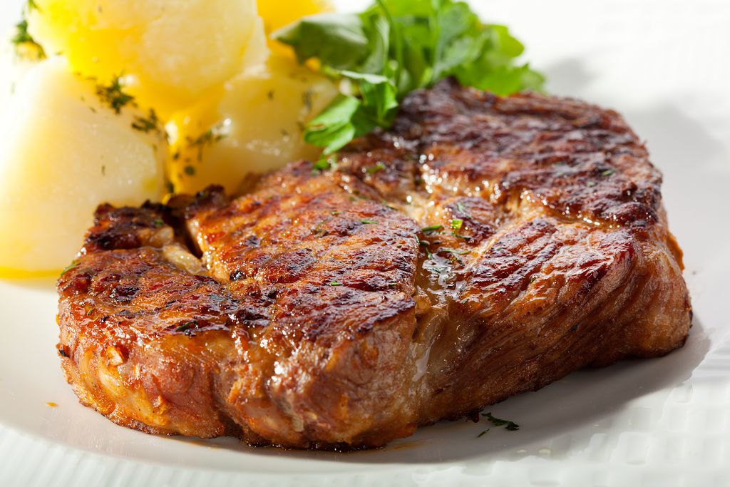 Beef Steak and vegetables on the plate