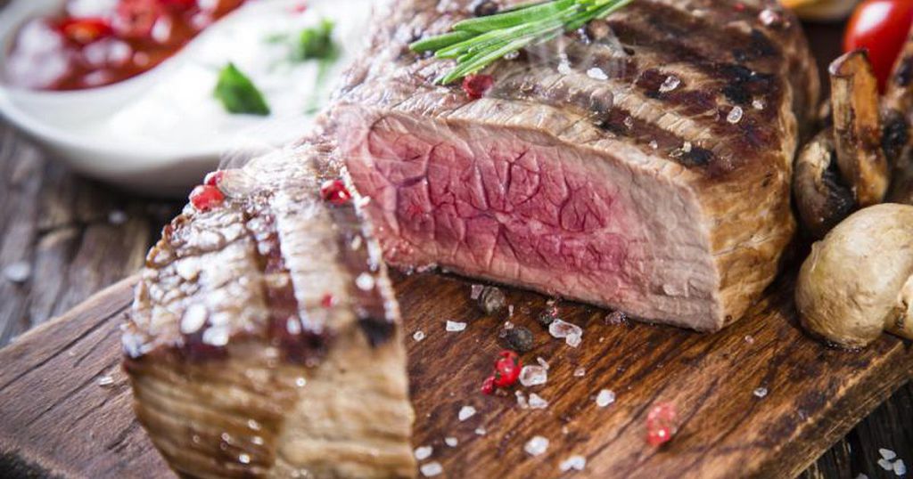 Slices of Beef Steak on the chopping board