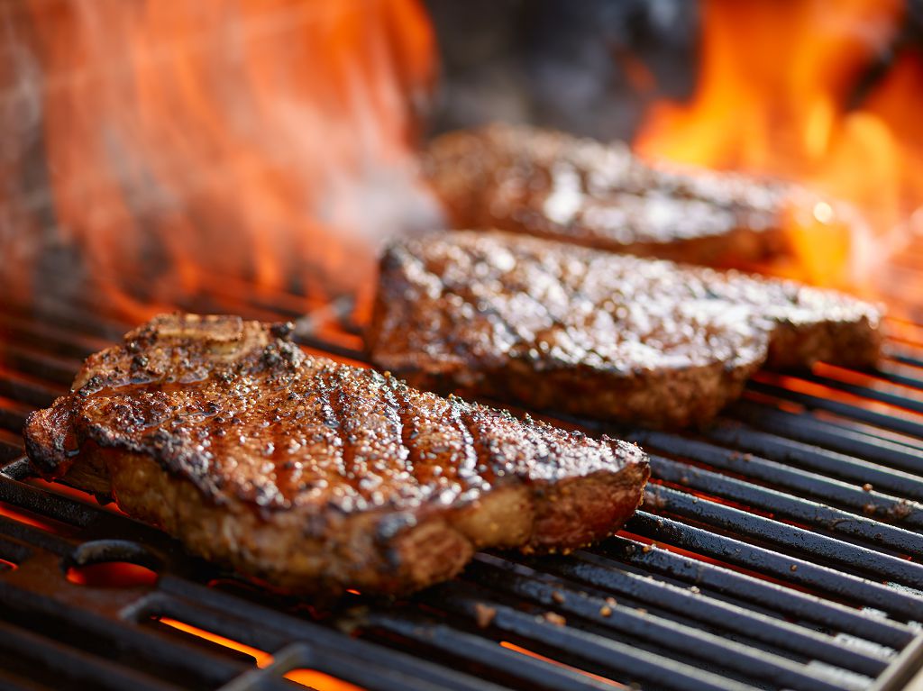 Grilled Beef Steak on the furnace bar