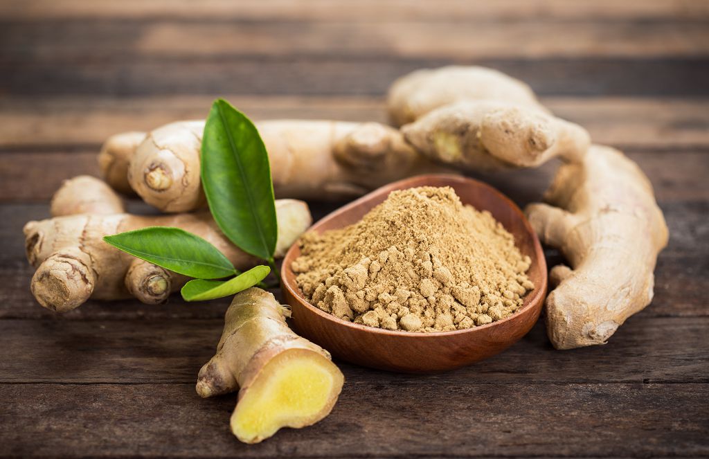 Ginger and a bowl of Ginger flour