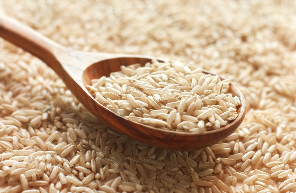 Brown rice and a spoon of Brown rice