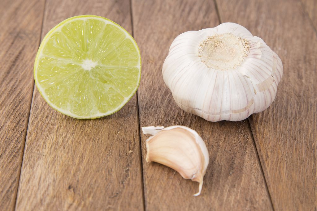 Slices of lemon and garlic