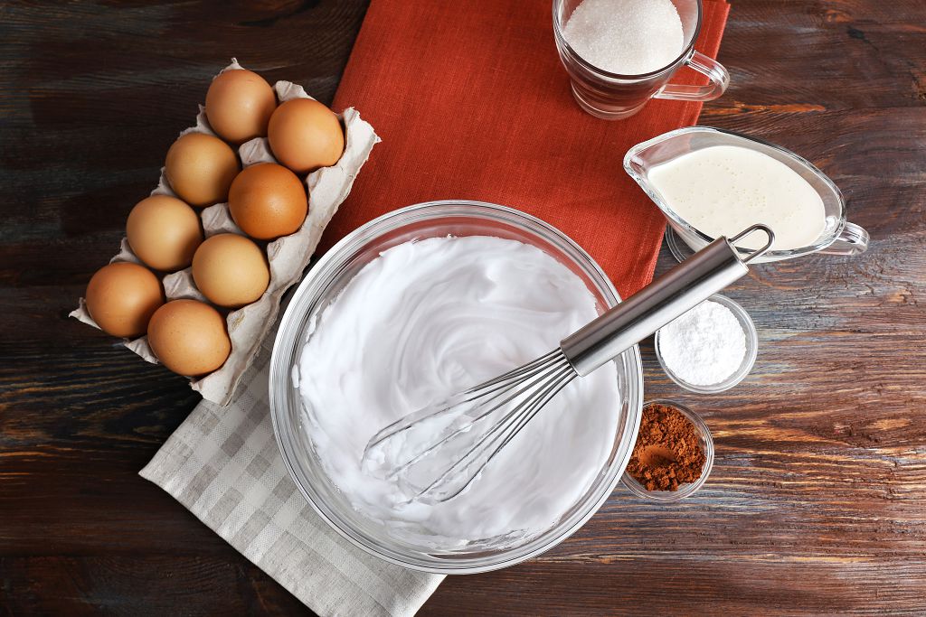 Beat the egg whites for 1-2 minutes or until they turn frothy