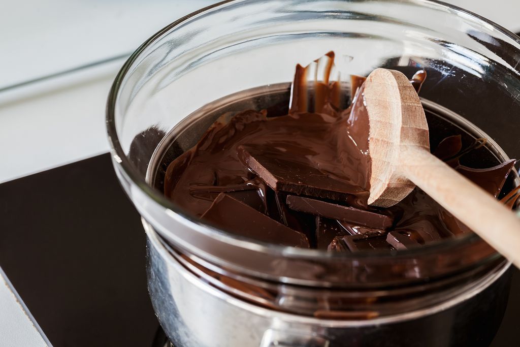 Melt the chocolate in a double boiler