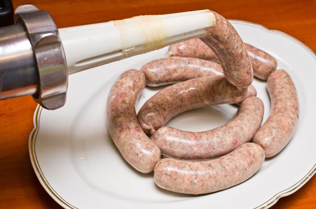  A Sausage Stuffer and Sausage on the plate