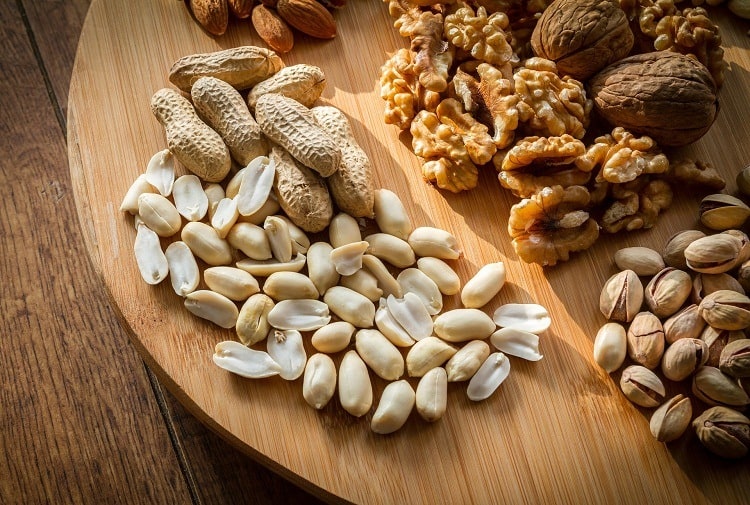 kinds of Nut on the chopping board