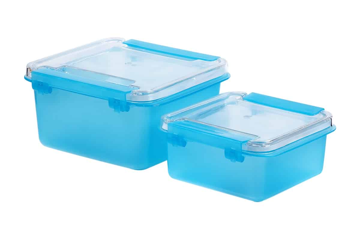 Blue plastic boxes