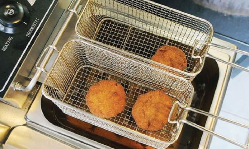 Deep Frying crab cake