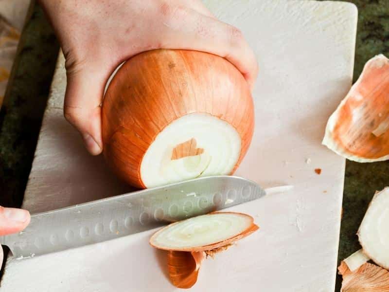 chopping Spanish Onion