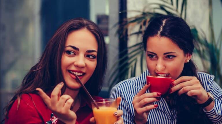 Woman friends having coffee