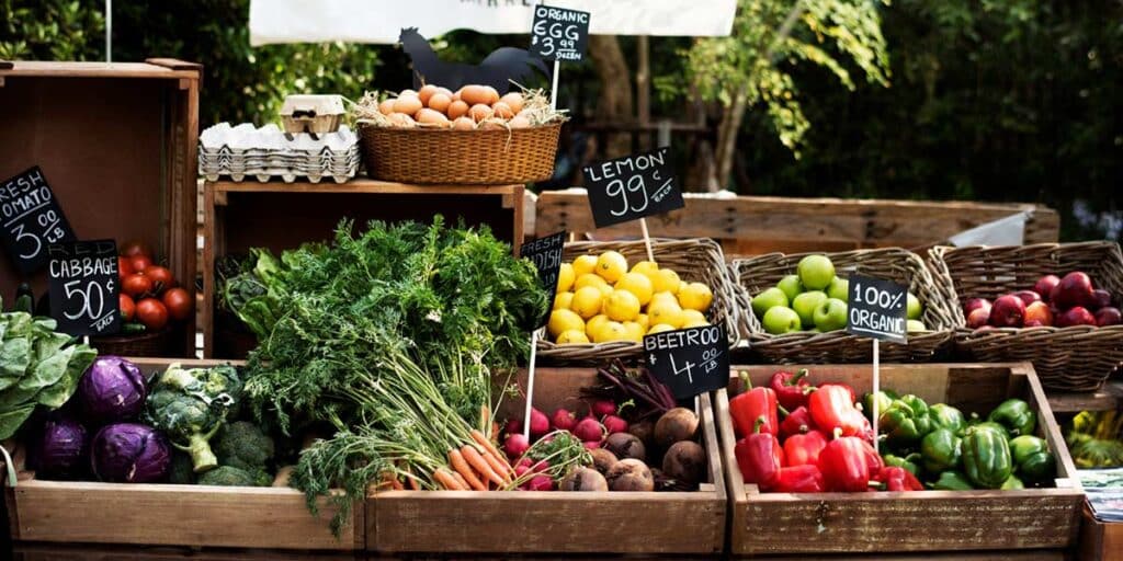 Groceries - Vendors stall fruit and vegetables