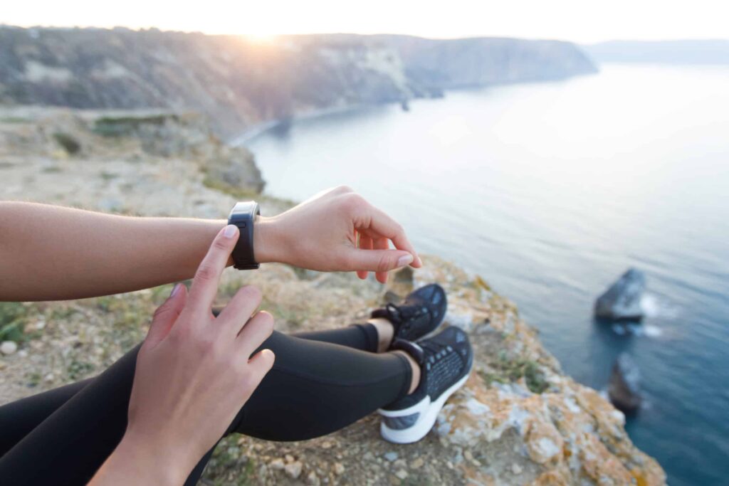 Fitness Tracker Woman Watching Results